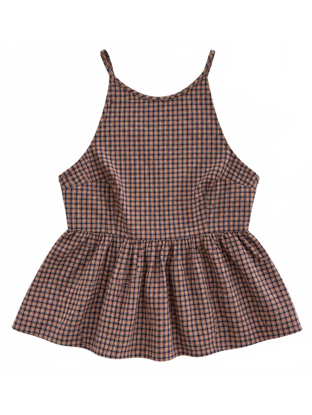 Wild Fable XL Plaid Peplum Tank Top with Tie Back